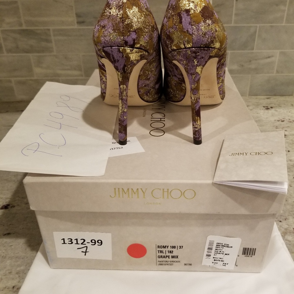 SOLD Jimmy Choo Romy 100 Grape Mix Heels Pumps 37 - Picture 7 of 8